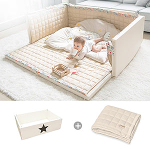 GGUMBI Bumper Bed Lucky Star Large Cream White + Non-Slip Cotton Pad Set