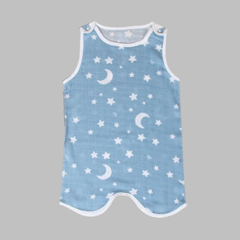 Organic Boom Moonstar Bamboo Gauze Sleeping Vest - Blue Size 100