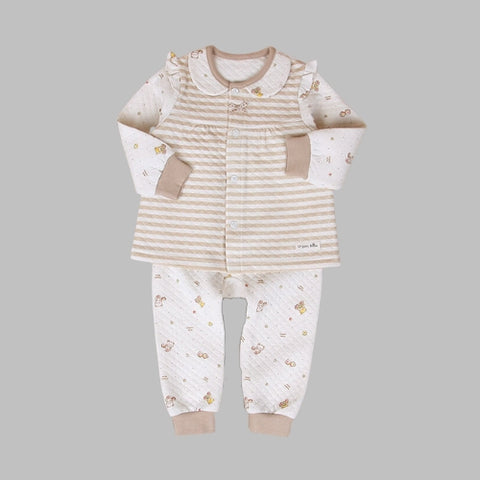 Organic Boom Girls Collar Long Sleeve - Beige/Teddy Bear Size 80